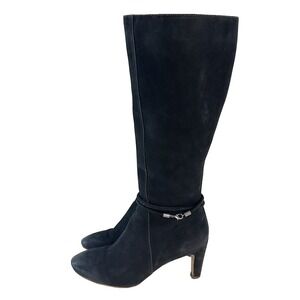 ECCO Nephi Nubuck Leather Tall Almond Toe‎ Heel Boots • EU 39 / US 8.5 • black